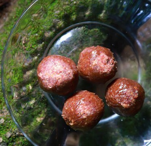 有機ココナッツ木苺ボール 2粒set からだをいたわるお菓子　小麦・乳製品・添加物・白砂糖、不使用です 1枚目の画像