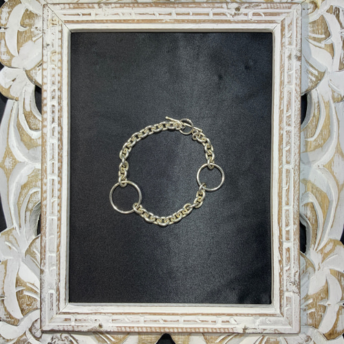 シルバー950 マンテルチェーンブレスレット 一点物 彫金 ハンドメイド