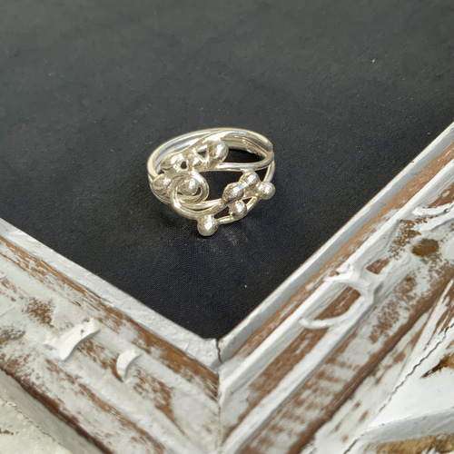 アートデザインリング シルバー950 彫金 一点物 ハンドメイド 銀 指輪