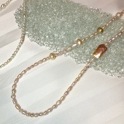 淡水パール マスクチェーン ピンク ゴールド 真珠 アクセサリー ネックレス 3枚目の画像
