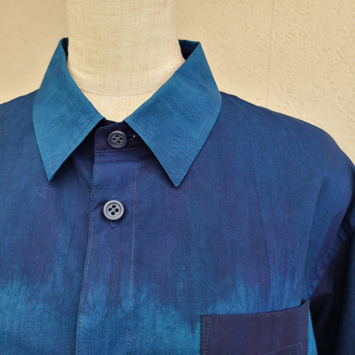 藍染グラデーション染め シャツ レディース メンズ 阿波藍