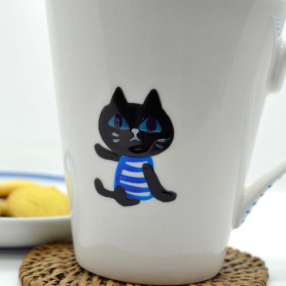 マグカップ　陶器　猫　ハンドペイント 磁器　名入れ 6枚目の画像