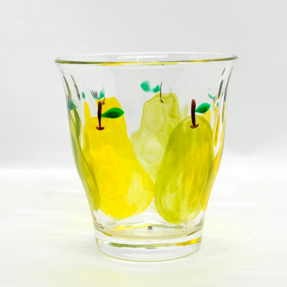 【ヴィヴィ様専用ページ】グラス　タンブラー　洋ナシ　ハンドペイント　ガラス　名入れ 2枚目の画像
