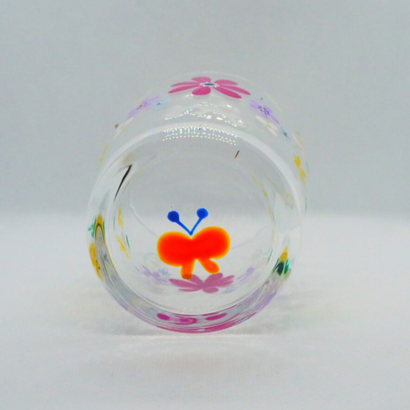 グラス　タンブラー　小花　ピンク　ハンドペイント　ガラス　名入れ 5枚目の画像