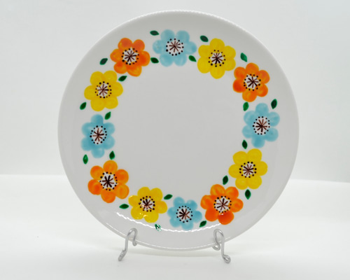 Hand painted in Thailand ハンドペイント 金彩 花文様皿