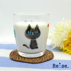 グラス　タンブラー　黒猫　クローバー　ハンドペイント　ガラス　名入れ 9枚目の画像