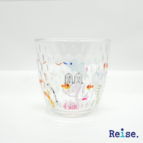 グラス タンブラー 海 ペンギン 水族館 ハンドペイント ガラス 名入れ