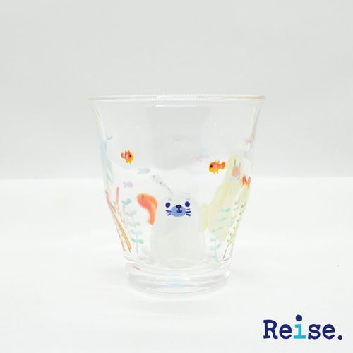 グラス タンブラー 海 セイウチ 水族館 ハンドペイント ガラス 名入れ