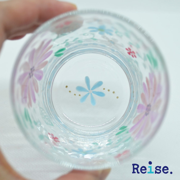 グラス　タンブラー　花　ピンク　ハンドペイント　ガラス　名入れ 5枚目の画像