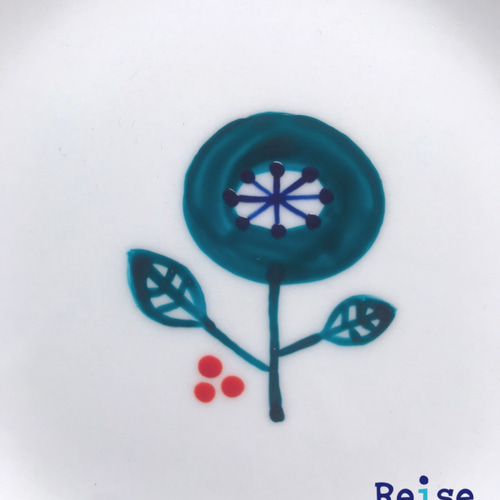 磁器 皿 絵皿 プレート 陶器 藍色 花 ハンドペイント 北欧風 手描き