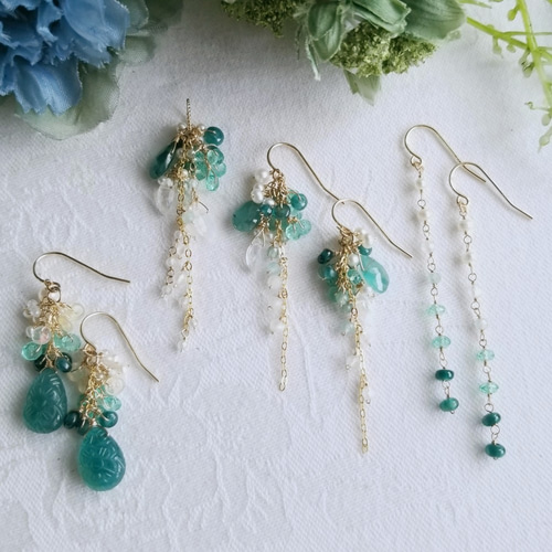 14kgf グランディディエライト・アパタイト他ピアス PE03-24 グラン  