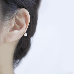 #820_P K10 淡水珍珠耳夾/迷你圈耳環（一隻耳朵） 第5張的照片