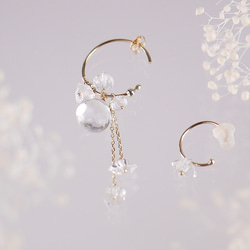 #847 K10 2WAY 水晶與赫基默鑽石耳環（一隻耳朵） 第4張的照片