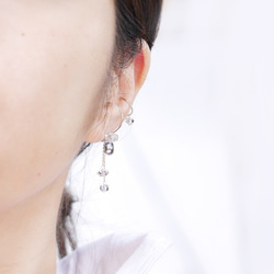 #847 K10 2WAY 水晶與赫基默鑽石耳環（一隻耳朵） 第5張的照片