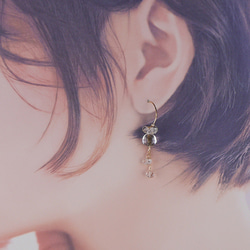 #847 K10 2WAY 水晶與赫基默鑽石耳環（一隻耳朵） 第7張的照片