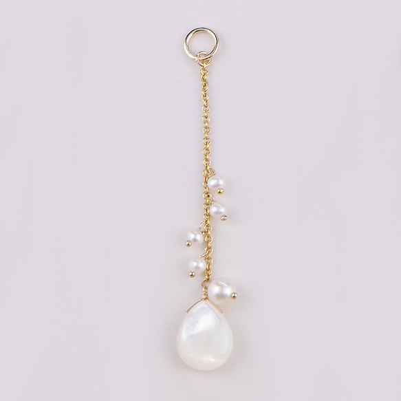 #852_02 白貝殼淡水珍珠吊飾 14KGF 第1張的照片