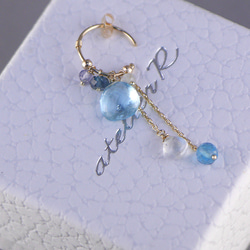 #866_02 K10 2way 精緻切割藍色托帕石圈形耳環（圈形尺寸可選） 第3張的照片