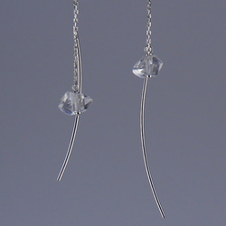 # 870_02 Herkimer 鑽石曲線鍊式耳環 Silver925 第1張的照片