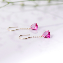 # 897C_PK K10 最好的粉色托帕石 Trilliant Cut Single 耳環 第2張的照片