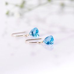 #897SET_BL Finest 瑞士藍托帕石三角切割項鍊和耳環或耳環套裝 第4張的照片
