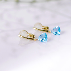 #897SET_BL Finest 瑞士藍托帕石三角切割項鍊和耳環或耳環套裝 第5張的照片