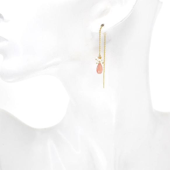 ＃650_C_02★14 KGF★完美體驗的優雅玫瑰和Keshi珍珠鍊耳環 第3張的照片