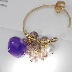＃669★紫水晶和顏色變化石榴石圈耳環14 KGF 第5張的照片