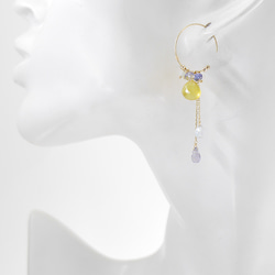 ＃766_YW★K10★黃色蛋白石和iolite圈形耳環（一隻耳朵） 第3張的照片