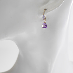 #781★紫水晶繡球花色裝飾鉤耳環 第4張的照片