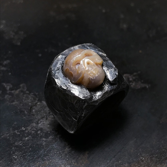 無常-シドリン卿 手作りのスターリングシルバーリング、パールスカル 