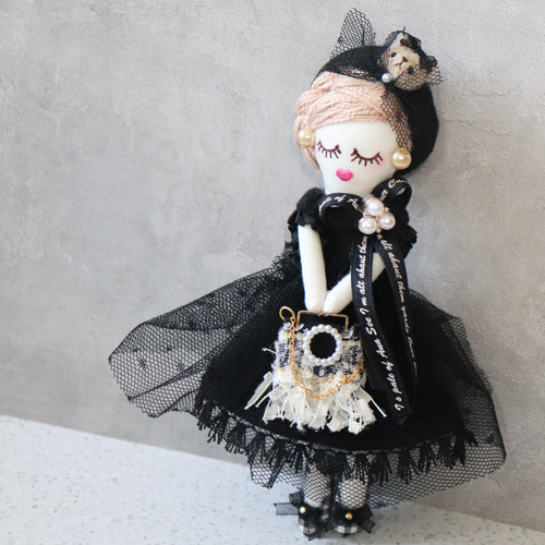 ルルベちゃん®︎】バッグチャーム くまのベレー帽とデニムチュール 
