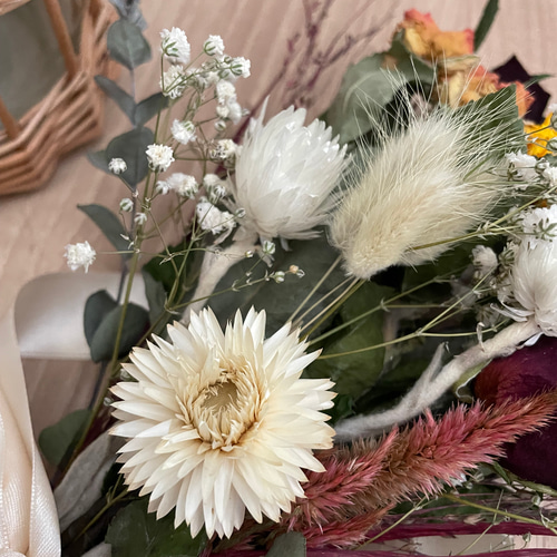 秋色○ワラビとススキのドライフラワーリース◎20センチ 秋色○ワラビ