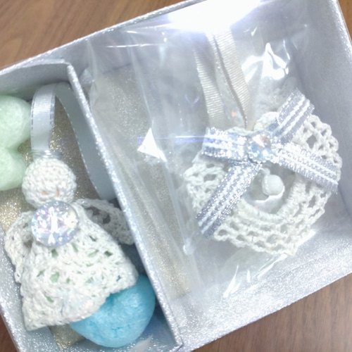 レース編み・天使と冬のオーナメント3個セット【Aタイプ】 その他