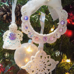 レース編み・天使と冬のオーナメント3個セット【Bタイプ】 その他