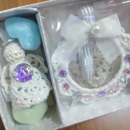 レース編み・天使と冬のオーナメント3個セット【Bタイプ】 その他