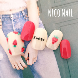 いちご狩りくまたん♡ ネイルチップ 再販×5 】いちご狩りネイル① ネイルチップ（つけ爪） nico nail 通販