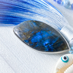 夏の海　ラピスラズリ　ネックレス　ブルーラブラドライト　　真珠　青 3枚目の画像