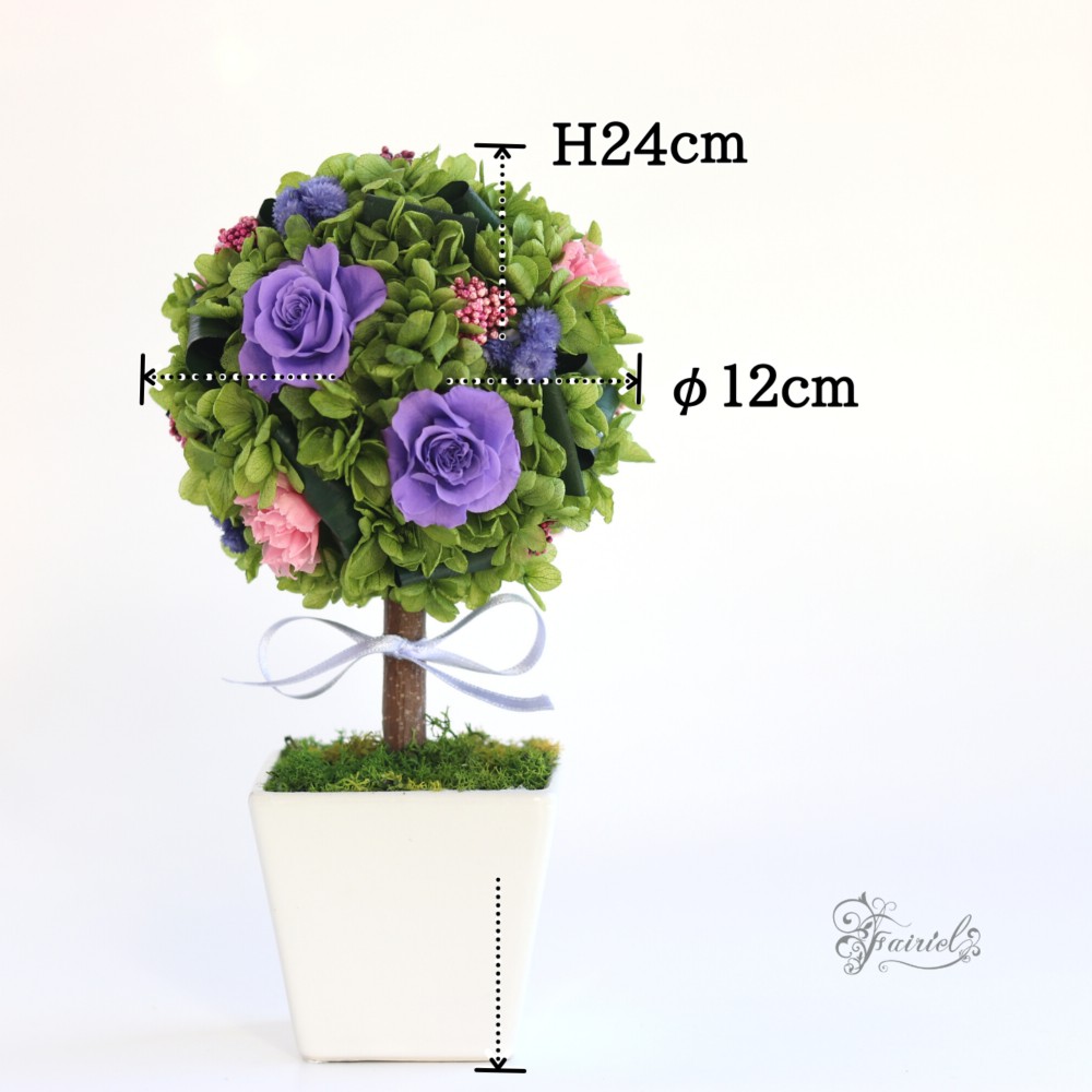 プリザーブドフラワー　トピアリー　紫　パープル　おしゃれギフト【ラッピング・メッセージカード無料】