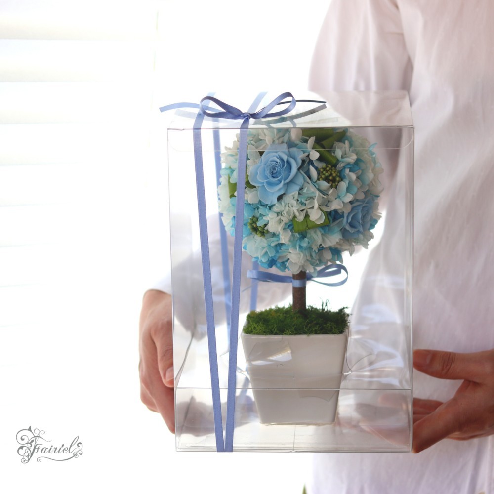 プリザーブドフラワー　トピアリー　紫　パープル　おしゃれギフト【ラッピング・メッセージカード無料】