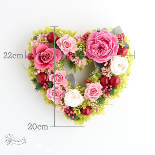 プリザーブドフラワー リース ハートのリース ピンク【ラッピング