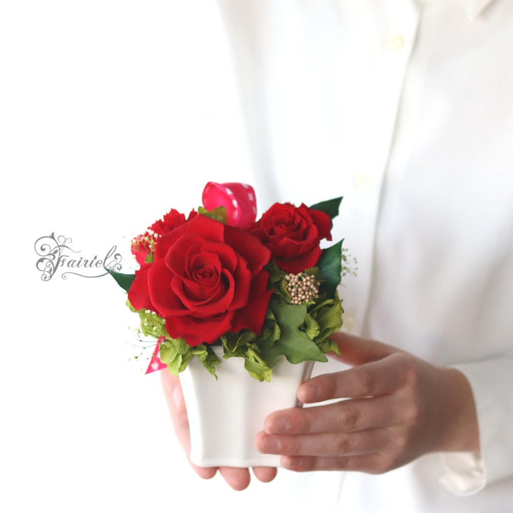 プリザーブドフラワー赤　レッド アレンジメント  ギフト【ラッピング・メッセージカード無料】