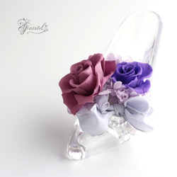 ガラスのくつ　シンデレラ　紫のバラ　パープル　プリザーブドフラワーギフト【ラッピング・メッセージカード無料】 2枚目の画像
