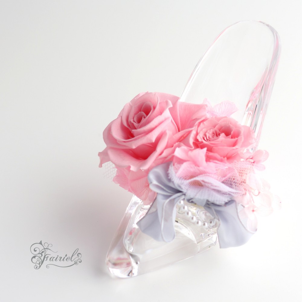 ガラスのくつ　シンデレラ　ピンク　母の日　プリザーブドフラワーギフト【ラッピング・メッセージカード無料】