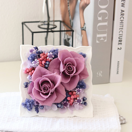 プリザーブドフラワー 薔薇 あじさい パープル ギフト 誕生日 インテリア プリザーブドフラワー フレーム インテリア おしゃれ 専門店 バラ 紫