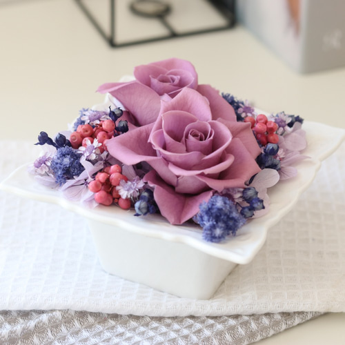 プリザーブドフラワー フレーム インテリア おしゃれ 専門店 バラ 紫