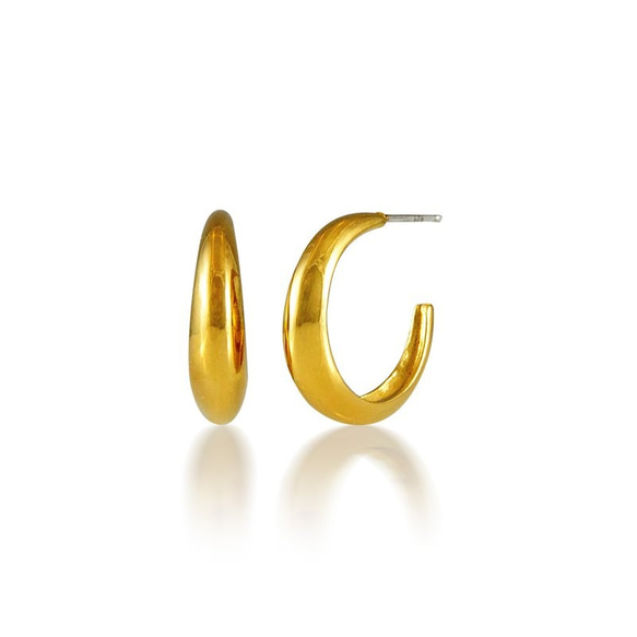 Brass 22K Gold Plated Hoop Earrings 簡約黃銅鍍22K圈型耳環(S)22mm 第1張的照片