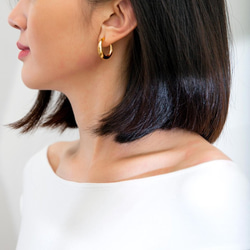 Brass 22K Gold Plated Hoop Earrings 簡約黃銅鍍22K圈型耳環(S)22mm 第4張的照片