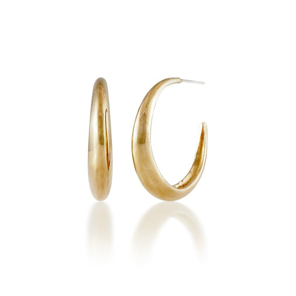 Brass 18K Gold Plated Hoop Earrings 簡約黃銅鍍18K耳環(M) 27mm 禮物 送禮 第1張的照片