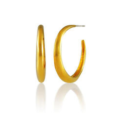 Brass 22K Gold Plated Hoop Earrings 簡約黃銅鍍22K耳環(L) 31mm 禮物 送禮 第1張的照片