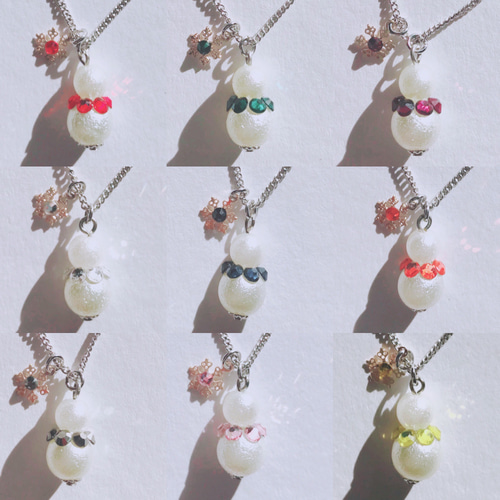 雪だるまのネックレス② 青 9色あります 結晶 SnowMan ネックレス